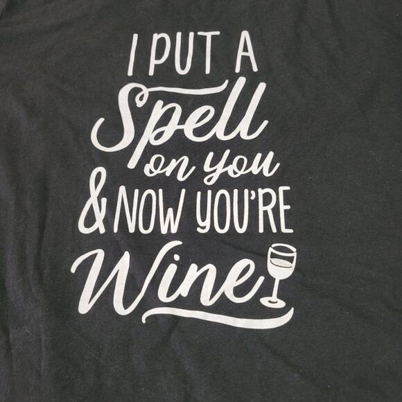 Instant Message "I Put a Spell on You and Now You're Wine" Graphic T-Shirt XL - Picture 3 of 4